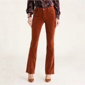 L'AGENCE Burnt Orange Velvet Trousers High Waist Flare Bell Bottom Pants Rust 24